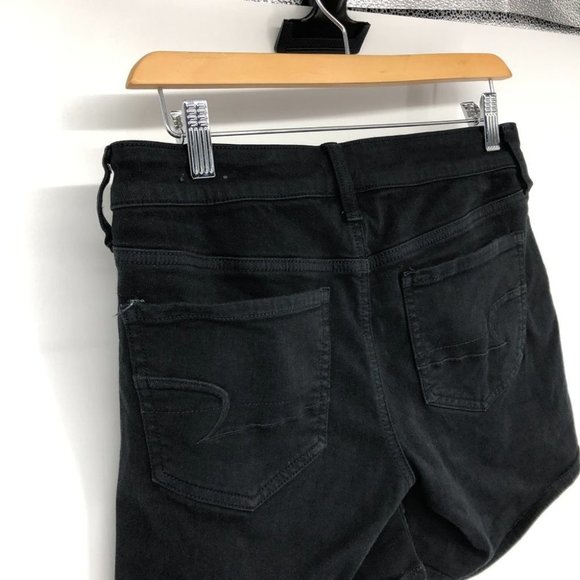 American Eagle black denim super stretch shorts size 4 jean shorts - Picture 8 of 12